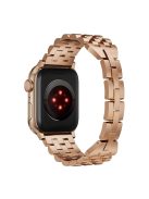 5-Bead Metal Strap for Apple Watch 10 46mm / Ultra 2 / Ultra 49mm / 9 8 7 45mm / SE (2023) SE (2022) SE 6 5 4 44mm / 3 2 1 42mm Wrist Band - Rose Gold