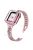 7 Beads Stainless Steel Rhinestone Watch Strap + Scratch-resistant PC Watch Case Cover Replacement for Apple Watch Series 7 45mm - Rose Pink