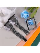 7 Beads Stainless Steel Watch Strap Rhinestone Decor Watchband +  Protective Watch Case Cover Replacement for Apple Watch SE 44mm / SE (2022) 44mm /  Series 6 / 5 / 4 44mm - Black