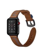 7-shaped Stitches Genuine Leather Watch Strap Band for Apple Watch Series 10 46mm / Ultra 2 Ultra 49mm / 9 8 7 45mm / SE (2023) SE (2022) SE 6 5 4 44mm / 3 2 1 42mm - Brown