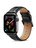 A011 For Apple Watch Series 10 46mm / Ultra 2 Ultra 49mm / 9 8 7 45mm / SE (2023) SE (2022) SE 6 5 4 44mm / 3 2 1 42mm Crazy Horse Texture Cowhide Leather Wrist Band Smartwatch Replacement Strap - Black