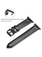 A011 For Apple Watch Series 10 46mm / Ultra 2 Ultra 49mm / 9 8 7 45mm / SE (2023) SE (2022) SE 6 5 4 44mm / 3 2 1 42mm Crazy Horse Texture Cowhide Leather Wrist Band Smartwatch Replacement Strap - Black