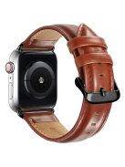 A011 For Apple Watch Series 10 46mm / Ultra 2 Ultra 49mm / 9 8 7 45mm / SE (2023) SE (2022) SE 6 5 4 44mm / 3 2 1 42mm Crazy Horse Texture Cowhide Leather Wrist Band Smartwatch Replacement Strap - Brown