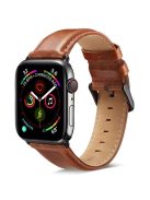 A011 For Apple Watch Series 10 46mm / Ultra 2 Ultra 49mm / 9 8 7 45mm / SE (2023) SE (2022) SE 6 5 4 44mm / 3 2 1 42mm Crazy Horse Texture Cowhide Leather Wrist Band Smartwatch Replacement Strap - Brown