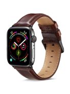 A011 For Apple Watch Series 10 46mm / Ultra 2 Ultra 49mm / 9 8 7 45mm / SE (2023) SE (2022) SE 6 5 4 44mm / 3 2 1 42mm Crazy Horse Texture Cowhide Leather Wrist Band Smartwatch Replacement Strap - Dark Brown