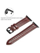 A011 For Apple Watch Series 10 46mm / Ultra 2 Ultra 49mm / 9 8 7 45mm / SE (2023) SE (2022) SE 6 5 4 44mm / 3 2 1 42mm Crazy Horse Texture Cowhide Leather Wrist Band Smartwatch Replacement Strap - Dark Brown