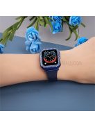 Adjustable Buckle Closure Stainless Steel Milanese Smart Watch Wristband Replacement + Rhinestone Watch Protective Case for Apple Watch Series 3/2/1 42mm - Blue