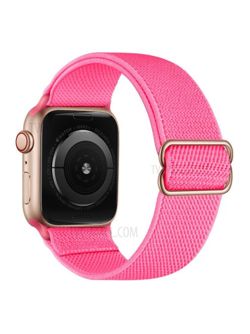 Adjustable Woven Polyester Watchband Wrist Strap Replacement for Apple Watch Series 10 42mm / 9 8 7 41mm / 6 5 4 SE SE (2022) SE (2023) 40mm / 3 2 1 38mm  -  Hot Pink