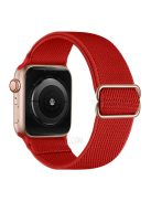 Adjustable Woven Polyester Watchband Wrist Strap Replacement for Apple Watch Series 10 42mm / 9 8 7 41mm / 6 5 4 SE SE (2022) SE (2023) 40mm / 3 2 1 38mm  -  Red