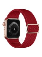 Adjustable Woven Polyester Watchband Wrist Strap Replacement for Apple Watch Series 10 42mm / 9 8 7 41mm / 6 5 4 SE SE (2022) SE (2023) 40mm / 3 2 1 38mm  -  Wine Red