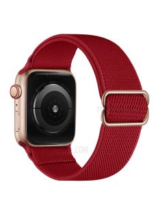   Adjustable Woven Polyester Watchband Wrist Strap Replacement for Apple Watch Series 10 42mm / 9 8 7 41mm / 6 5 4 SE SE (2022) SE (2023) 40mm / 3 2 1 38mm  -  Wine Red