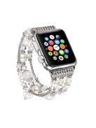 Agate Beads Pearl Watch Bracelet Band for Apple Watch Series 10 42mm / 9 8 7 41mm / SE (2023) SE (2022) SE 6 5 4 40mm / 3 2 1 38mm - White