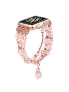 Agate Beads Pearl Watch Bracelet Strap Replacement for Apple Watch Series 10 42mm / 9 8 7 41mm / SE (2023) SE (2022) SE 6 5 4 40mm / 3 2 1 38mm - Pink