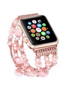 Agate Beads Pearl Watch Bracelet Strap Replacement for Apple Watch Series 10 42mm / 9 8 7 41mm / SE (2023) SE (2022) SE 6 5 4 40mm / 3 2 1 38mm - Pink