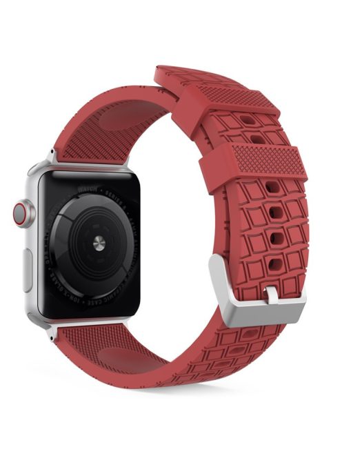 AHASTYLE WA03 Watch Strap for Apple Watch Series 10 42mm / 9 8 7 41mm / SE (2023) SE (2022) SE 6 5 4 40mm / 3 2 1 38mm Textured Silicone Band - Red