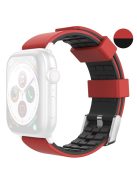 AHASTYLE WA11 Silicone Watch Band for Apple Watch Series 10 42mm / 9 8 7 41mm / SE (2023) SE (2022) SE 6 5 4 40mm / 3 2 1 38mm Contrast Colors Straps - Black+Deep Red