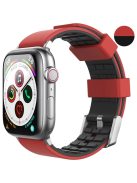 AHASTYLE WA11 Silicone Watch Band for Apple Watch Series 10 42mm / 9 8 7 41mm / SE (2023) SE (2022) SE 6 5 4 40mm / 3 2 1 38mm Contrast Colors Straps - Black+Deep Red