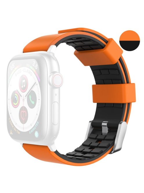 AHASTYLE WA11 Silicone Watch Band for Apple Watch Series 10 42mm / 9 8 7 41mm / SE (2023) SE (2022) SE 6 5 4 40mm / 3 2 1 38mm Contrast Colors Straps - Black+Orange