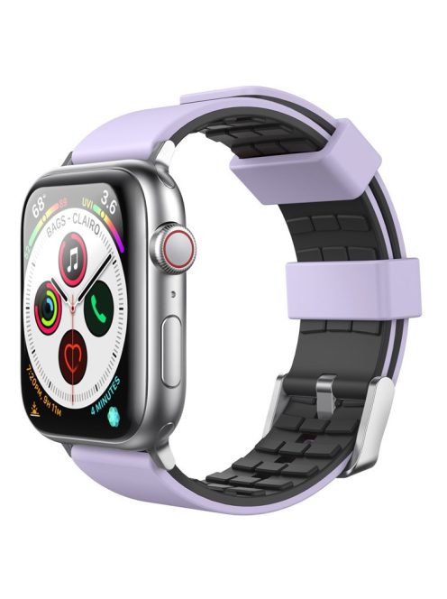 AHASTYLE WA11 Silicone Watch Band for Apple Watch Series 10 42mm / 9 8 7 41mm / SE (2023) SE (2022) SE 6 5 4 40mm / 3 2 1 38mm Contrast Colors Straps - Purple+Black