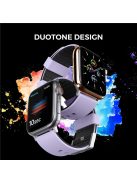 AHASTYLE WA11 Silicone Watch Band for Apple Watch Series 10 42mm / 9 8 7 41mm / SE (2023) SE (2022) SE 6 5 4 40mm / 3 2 1 38mm Contrast Colors Straps - Purple+Black