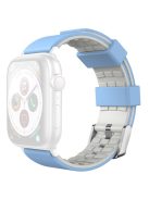 AHASTYLE WA11 Watch Band for Apple Watch Series 10 46mm / Ultra 2 Ultra 49mm /  Series 9 8 7 45mm / 6 5 4 SE (2023) SE (2022) SE 44mm / 3 2 1 42mm Contrast Colors Silicone Strap - Sky Blue+Light Grey