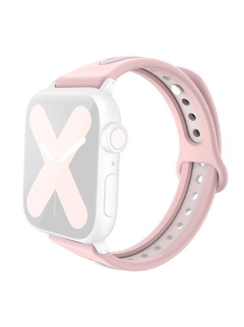 AHASTYLE WA13 Watch Band for Apple Watch Series 10 46mm / Ultra 2 Ultra 49mm /  Series 9 8 7 45mm / 6 5 4 SE (2023) SE (2022) SE 44mm / 3 2 1 42mm Dual Color Silicone Strap - Pink