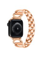 Alloy Watch Band for Apple Watch Series 10 42mm / 9 8 7 41mm / SE (2023) SE (2022) SE 6 5 4 40mm / 3 2 1 38mm Rhinestones Decor Wrist Strap - Rose Gold