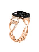 Alloy Watch Band for Apple Watch Series 10 42mm / 9 8 7 41mm / SE (2023) SE (2022) SE 6 5 4 40mm / 3 2 1 38mm Rhinestones Decor Wrist Strap - Rose Gold