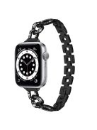 Alloy Watch Strap for Apple Watch Series 10 46mm / Ultra 2 Ultra 49mm /  Series 9 8 7 45mm / 6 5 4 SE (2023) SE (2022) SE 44mm / 3 2 1 42mm , Rhinestone Decor Watch Band - Black