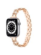 Alloy Watch Strap for Apple Watch Series 10 46mm / Ultra 2 Ultra 49mm /  Series 9 8 7 45mm / 6 5 4 SE (2023) SE (2022) SE 44mm / 3 2 1 42mm , Rhinestone Decor Watch Band - Rose Gold