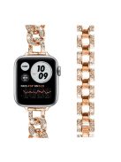 Alloy Watch Strap for Apple Watch Series 10 46mm / Ultra 2 Ultra 49mm /  Series 9 8 7 45mm / 6 5 4 SE (2023) SE (2022) SE 44mm / 3 2 1 42mm , Rhinestone Decor Watch Band - Rose Gold