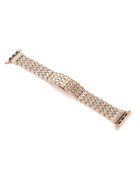 Aluminum Alloy Strap Watch Band Rhinestone Decor for Apple Watch Series 10 42mm / 9 8 7 41mm / SE (2023) SE (2022) SE 6 5 4 40mm / 3 2 1 38mm - Rose Gold