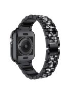 Aluminum Alloy Watch Strap Rhinestone Decor for Apple Watch Series 10 42mm / 9 8 7 41mm / SE (2023) SE (2022) SE 6 5 4 40mm / 3 2 1 38mm - Black