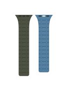 AP Silicone Magnetic Smart Watch Band for Apple Watch Series 10 46mm / Ultra 2 Ultra 49mm /  Series 9 8 7 45mm / 6 5 4 SE (2023) SE (2022) SE 44mm / 3 2 1 42mm - Green+Deep Blue