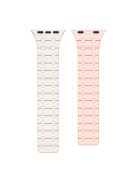 AP Silicone Magnetic Smart Watch Band for Apple Watch Series 10 46mm / Ultra 2 Ultra 49mm /  Series 9 8 7 45mm / 6 5 4 SE (2023) SE (2022) SE 44mm / 3 2 1 42mm - Starlight+Pink