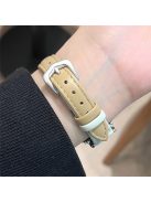 Apple Watch Series 10 42mm / 9 8 7 41mm / SE (2023) SE (2022) SE 6 5 4 40mm / 3 2 1 38mm Band Cow Leather Watch Strap - Khaki+White