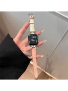 Apple Watch Series 10 42mm / 9 8 7 41mm / SE (2023) SE (2022) SE 6 5 4 40mm / 3 2 1 38mm Band Cow Leather Watch Strap - Sakura Pink+White