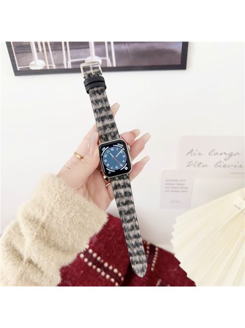 Apple Watch Series 10 42mm / 9 8 7 41mm / SE (2023) SE (2022) SE 6 5 4 40mm / 3 2 1 38mm Watch Band V-Shape Tail Design Strap - Black+Grey