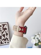 Apple Watch Series 10 42mm / 9 8 7 41mm / SE (2023) SE (2022) SE 6 5 4 40mm / 3 2 1 38mm Watch Strap with Five-Pointed Star Decor - Red+Khaki