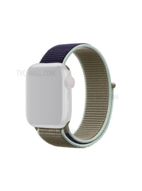 Assorted Colors Nylon Loop Fastener  Smart Watch Strap for Apple Watch Series 10 42mm / 9 8 7 41mm / SE (2023) SE (2022) SE 6 5 4 40mm / 3 2 1 38mm - Dark Blue / Khaki