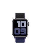 Assorted Colors Nylon Loop Fastener  Watch Strap for Apple Watch Series 10 46mm / Ultra 2 Ultra 49mm / 9 8 7 45mm / SE (2023) SE (2022) SE 6 5 4 44mm / 3 2 1 42mm - Black / Dark Blue