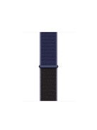 Assorted Colors Nylon Loop Fastener  Watch Strap for Apple Watch Series 10 46mm / Ultra 2 Ultra 49mm / 9 8 7 45mm / SE (2023) SE (2022) SE 6 5 4 44mm / 3 2 1 42mm - Black / Dark Blue