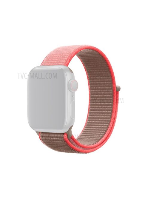 Assorted Colors Nylon Loop Fastener  Watch Strap for Apple Watch Series 10 46mm / Ultra 2 Ultra 49mm / 9 8 7 45mm / SE (2023) SE (2022) SE 6 5 4 44mm / 3 2 1 42mm - Pink / Light Brown