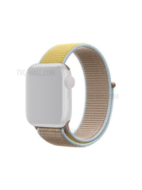 Assorted Colors Nylon Loop Fastener  Watch Strap for Apple Watch Series 10 46mm / Ultra 2 Ultra 49mm / 9 8 7 45mm / SE (2023) SE (2022) SE 6 5 4 44mm / 3 2 1 42mm - Yellow / Light Brown