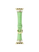 AW For Apple Watch 10 46mm / Ultra 2 / Ultra 49mm / 9 8 7 45mm / SE (2023) SE (2022) SE 6 5 4 44mm / 3 2 1 42mm Band Leather Strap - Green+Gold Buckle