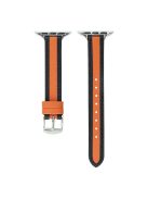 AW For Apple Watch 10 46mm / Ultra 2 / Ultra 49mm / 9 8 7 45mm / SE (2023) SE (2022) SE 6 5 4 44mm / 3 2 1 42mm Band Leather Strap - Orange+Black