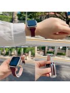 AW For Apple Watch 10 46mm / Ultra 2 / Ultra 49mm / 9 8 7 45mm / SE (2023) SE (2022) SE 6 5 4 44mm / 3 2 1 42mm Leather Bracelet Strap - Wine Red