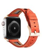 Band For Apple Watch Series 10 42mm / 9 8 7 41mm / 6 5 4 SE (2022) SE (2023) SE 40mm / 3 2 1 38mm Genuine Cow Leather Strap - Orange