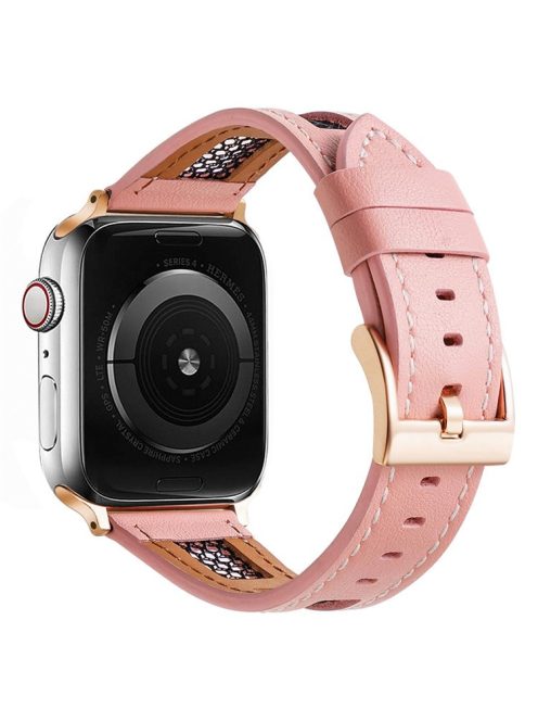 Band For Apple Watch Series 10 42mm / 9 8 7 41mm / 6 5 4 SE (2022) SE (2023) SE 40mm / 3 2 1 38mm Genuine Cow Leather Strap - Pink