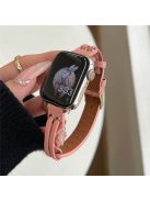 Band For Apple Watch Series 10 42mm / 9 8 7 41mm / 6 5 4 SE (2023) SE (2022) SE 40mm / 3 2 1 38mm Genuine Cow Leather Wrist Strap - Pink